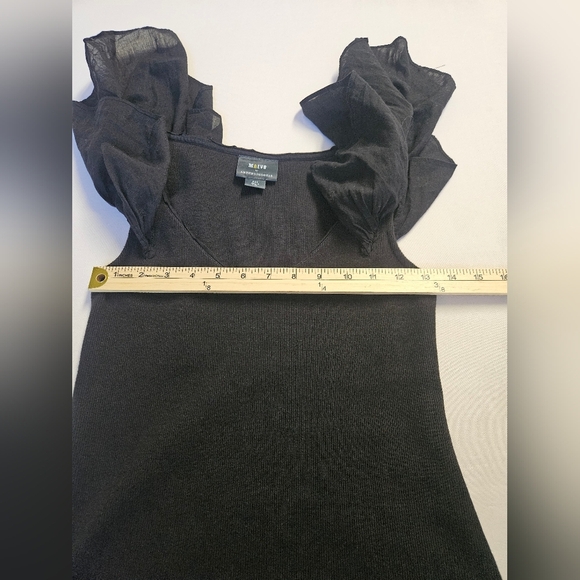 Maeve By Anthropologie -Blouse Women's XS Black ,Ruffled Puff Sleeve - Picture 3 of 6